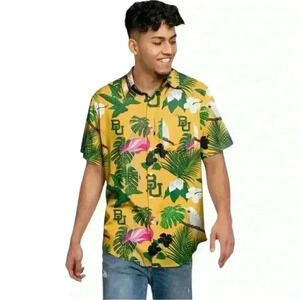 FOCO Baylor Bears NCAA Men’s Hawaiian Floral Button Up Short Sleeve Shirt XL